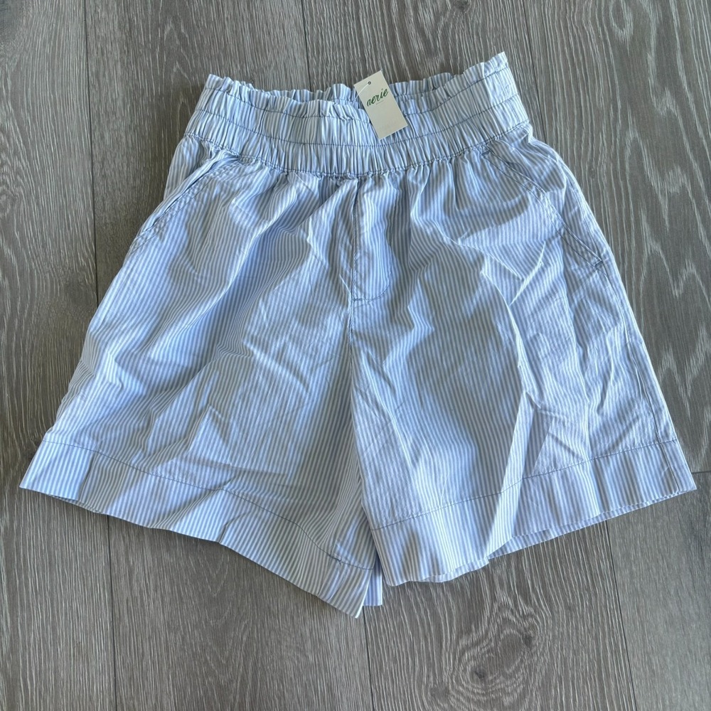 NWT Aerie Womens Blue White Striped Pull On Elastic Waistband Shorts Size 2XS